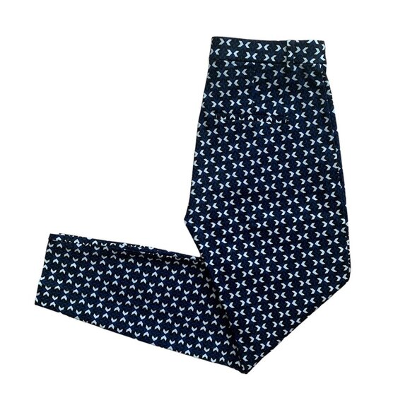 H&M Printed Cotton Blend Pants | 6 | Blue/White/Black - Picture 1 of 14